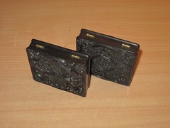 2 Old Portrait Photos In Bakelite Box Around 1910 Very Decorative