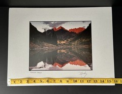 Hedy Signed Fine Art Photo «Maroon Bells» Matted Landscape Colorado Aspen