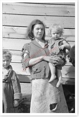 Depression Era Mother Wearing Flour Sack Skirt And Baby Silver Halide Photo