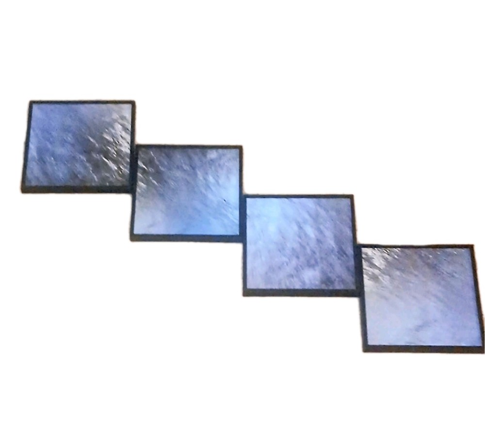 Set of 4 Square Framed photos, Black Frame, Silver, Wall Mounted