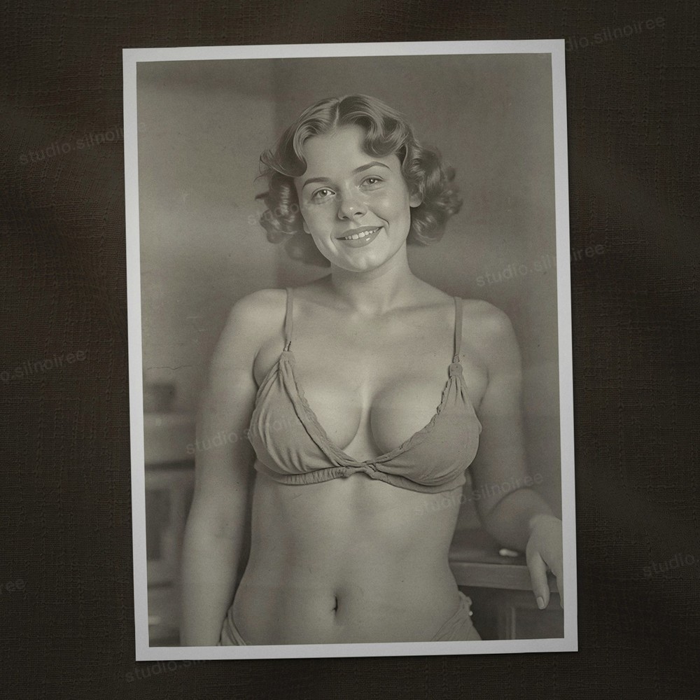 Vintage SW Photo Print Pin Up Woman Lingerie Portrait Glamour 1950 10×15 z[yrwjif]