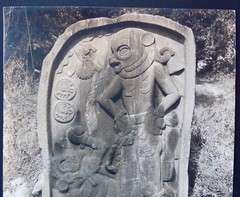 Vintage Photograph Of Mayan Stelae In Jungle With Artist’s Notes On Back 20″X16″