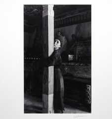 Philip Lieberman 1995 Indian Himalayan Young Monk In Prayer B&W Photograph
