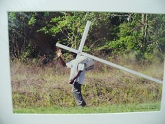 MATTED PHOTOGRAPHY Man Carrying Cross by Larry Santucci Acid Free Art 16×20 2006