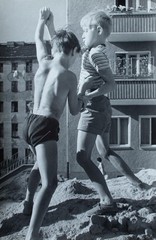 Herbert Kirchener Child Portrait Playing Children Berlin B/W Photography 1959