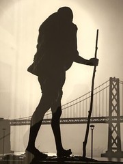 Mahatma Gandhi Walking Towards Bridge – San Francisco, Dennis Dooley Photography