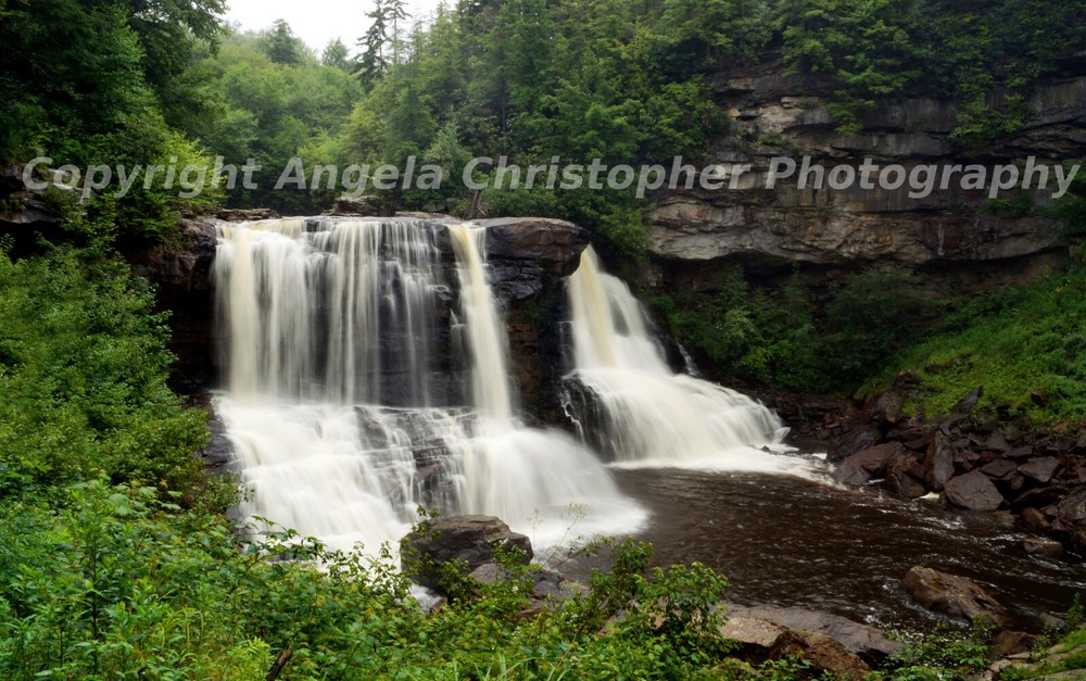 Original ACEO 2.5×3.5″ photo art print SMOOTH WATERFALL WITH GREENERY Blackwater