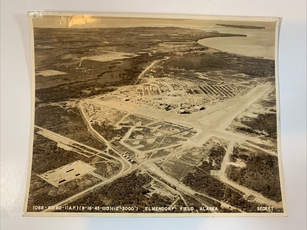 1943 WWII Real Photo Elmendorf Field, Alaska 9” x 7”, U.S. Army Air Corps