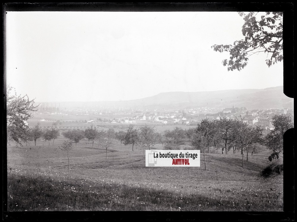 Landscape, Village, Old Photo Glass Plate, Black & White Negative, 9×12 Cm