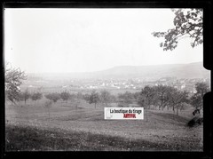 Landscape, Village, Old Photo Glass Plate, Black & White Negative, 9×12 Cm