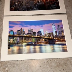 New York City Color Photo Prints Set of 5, Matted Landscape Skyline & Landmarks