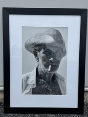 John Fletcher Cuban Farmer Framed B&W Portrait Photograph Signed 21×27 Art