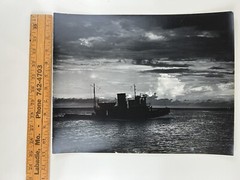 Vintage Large Black & White Photograph Photography Print Nautical Ship At Sea