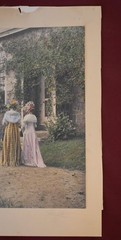 Vintage Colorized Photograph Print of Two Women Walking in a Garden
