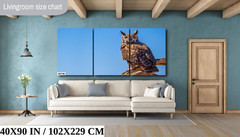 Twilight Guardian: Horned Owl On a Branch Wildlife Wall Art Print