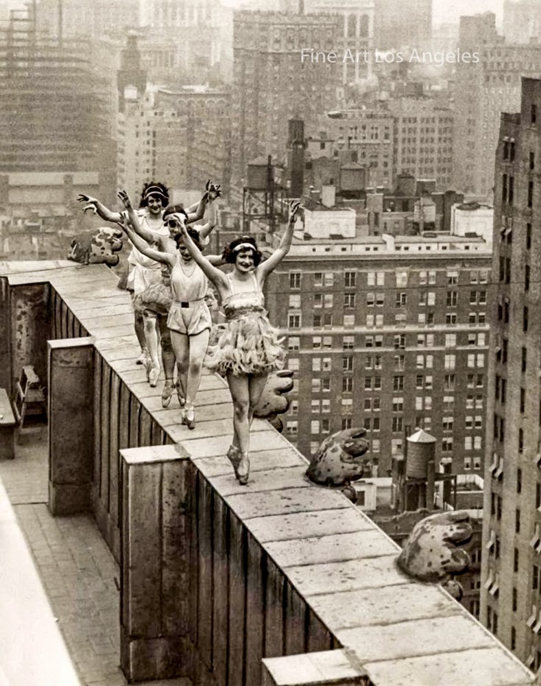 Photo of Four Ballerinas Dancing on Edge of Skyscraper, New York, 1925