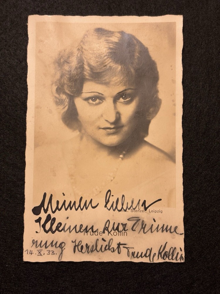 ❤️Beautiful Mrs. Trude Kollin Operetta Singer Signed 1933 German Reich 9×14