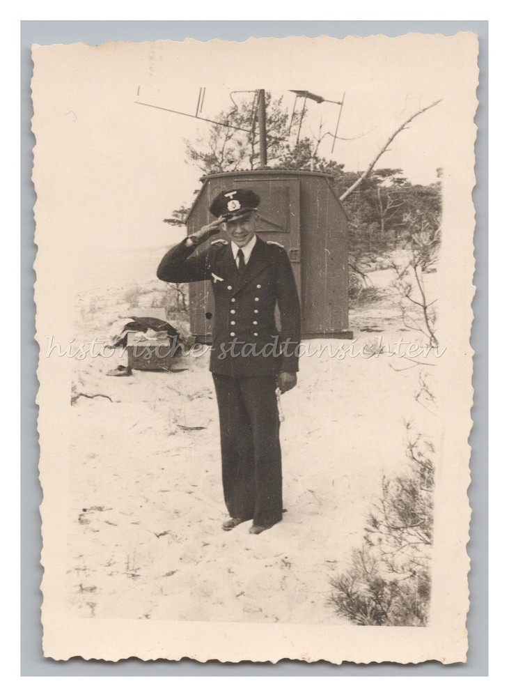Soldier Saluted in Front of Radio Station 1941 – Old Photo 1940s