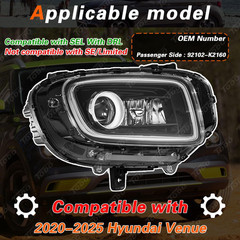 Passenger Right Side Headlight Assembly Compatible with 2020-2025 Hyundai Venue