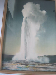 Old Faithful Geyser Yellowstone Colored Photo Antique Or Vintage Frame 13″ x 18″