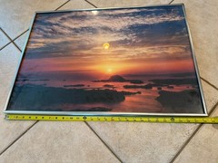Framed Color Photograph Sunset Seascape Landscape Nature 21×28.5in Landscape