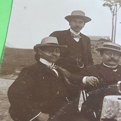 Frühschoppen 1906, Gentlemen’s Group with Waitress, Photo Antique, Vintage, Old