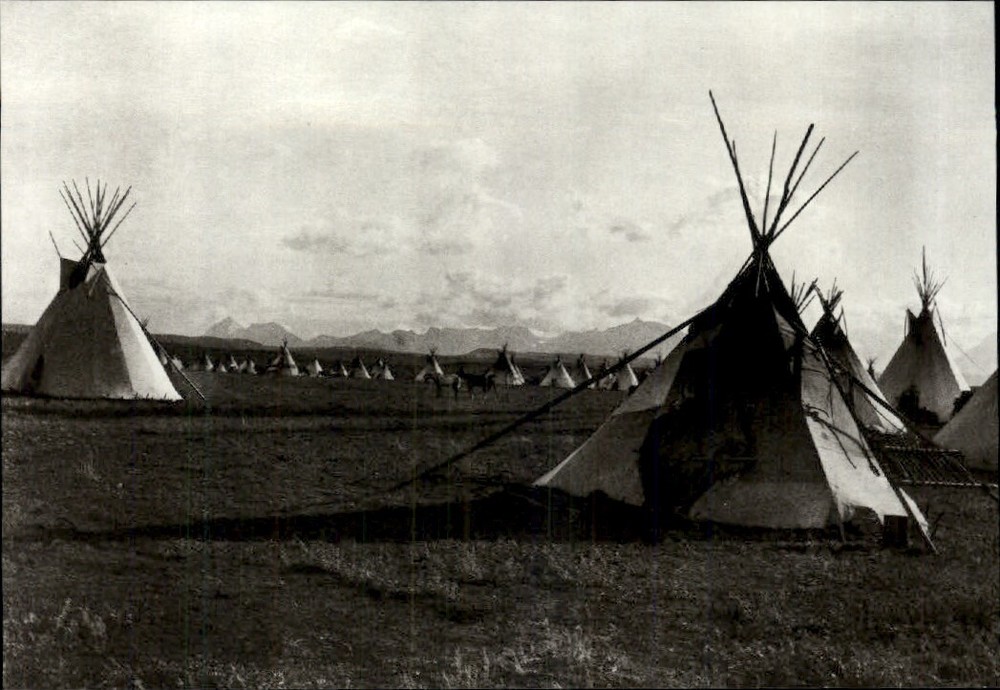1972 Original Edward Curtis Piegan Teepee Tipi Encampment Art Photo Gravure