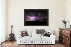 Storm Photography Print | Windmill and Lightning Picture | Oklahoma Wall Art