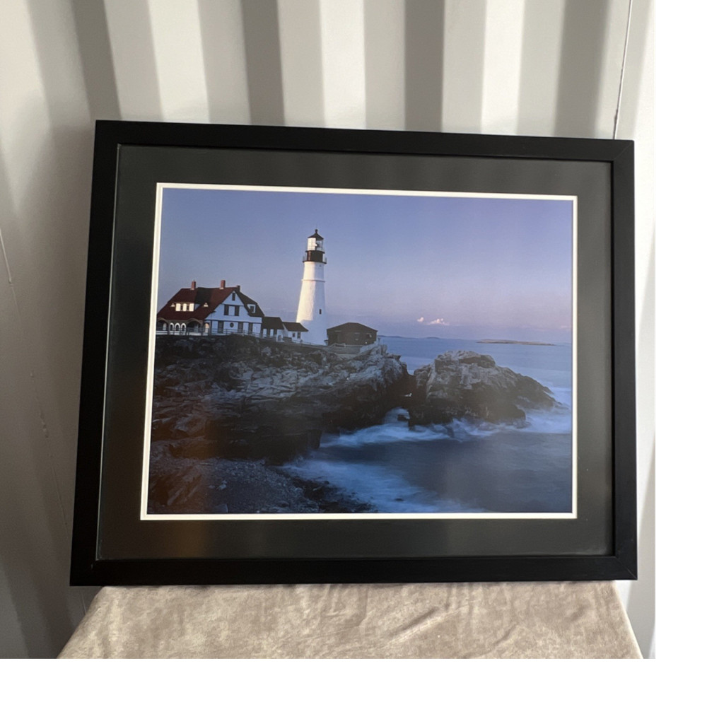 Portland Headlight Lighthouse Coastal Seascape Photograph, Landscape Art