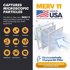 BNX TruFilter 20x20x1 Air Filter MERV 11 (6-Pack) – MADE IN USA – Allergen De…