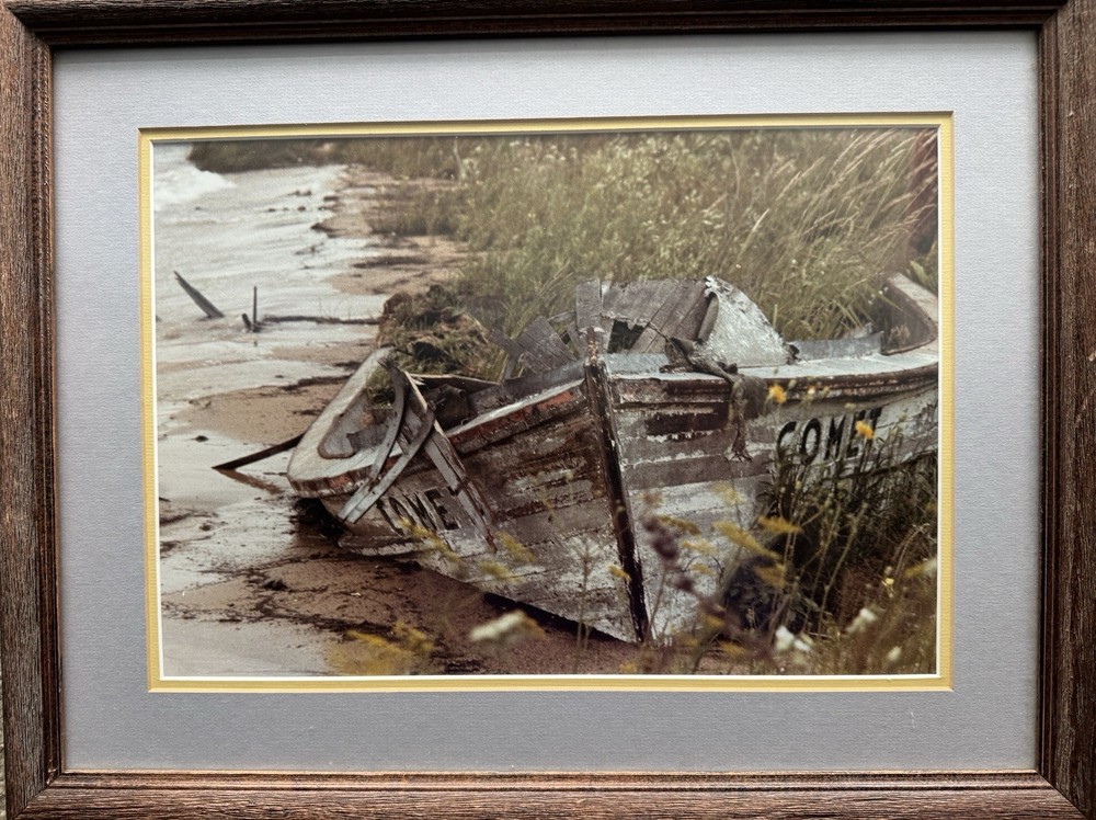 Fishing Boat Shipwrecked “Comet” Photograph, Framed, 14”x18”