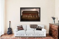 Old Red Barn Photography Print: Nebraska Midwest Farm Country Farmhouse Photo