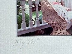 Framed Steve Vaughn Photograph «Key West» Signed Veranda Palm Fronds 11.5×13.75″