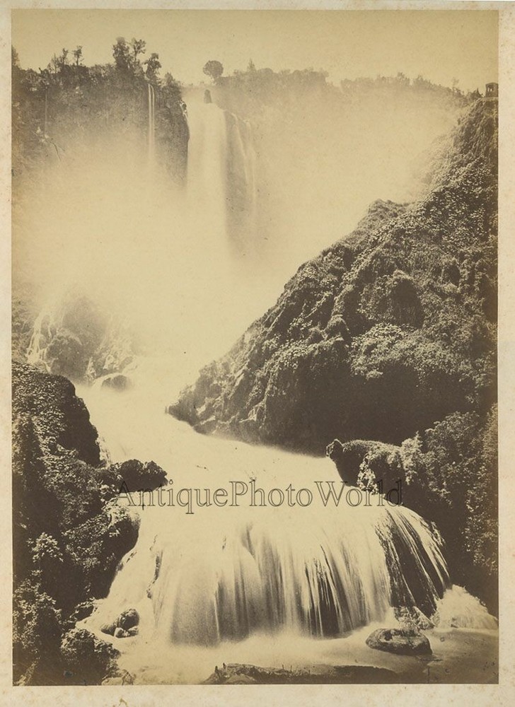 Cascata delle Marmore waterfalls antique albumen photo Terni Italy