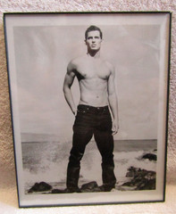 Vintage Gay Interest Real Photo- Framed Nude-Beefcake- Shirtless Man at Beach
