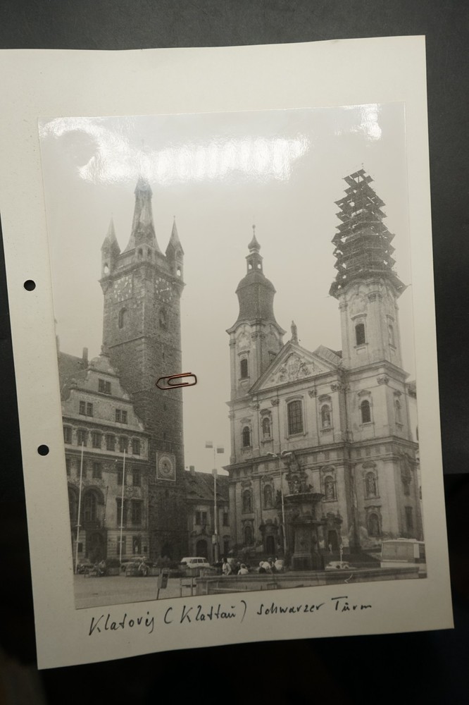 Photo View Klattau 1985 Church Market Square Czech Republic Black Tower Everyday Old
