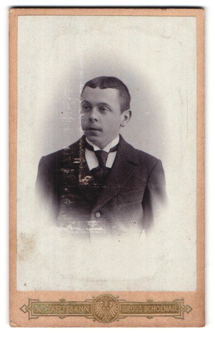 Photograph A. Hartmann, Gross-Schönau, portrait young man in suit with tie