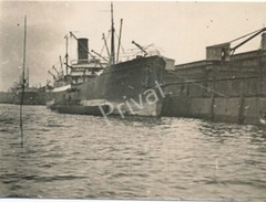 Photo Hamburg Harbor 1928 Cranes Freighter Steamship M1.75