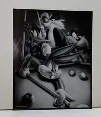 Looney Tunes,Buggs,Daffy, Selvester,Taz Playing Pool. 8×10” Black & White Poster