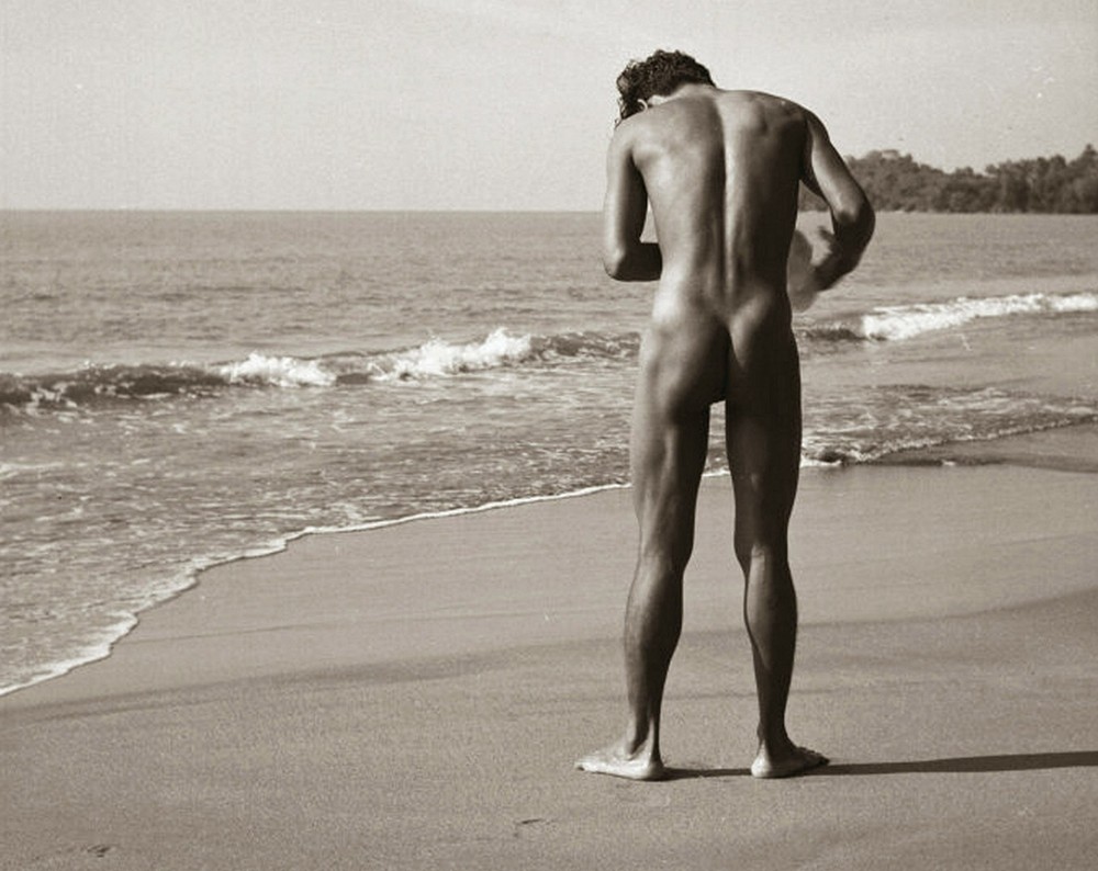 1954 MALE ON BEACH ART PRINT Gay Interest Photo