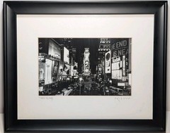 Signed Framed Black White Times Square NYC Photograph Wall Art 16×13