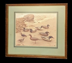 Frank Klay Sepia Photograph Signed «Mason’s» Decoys, Shorebirds 29½» x 26″ LARGE