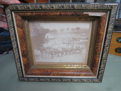 ANTIQUE 1800s REAL WESTERN AMERICANA ORIGINAL FARM WAGON SCENE FRAMED PHOTOGRAPH
