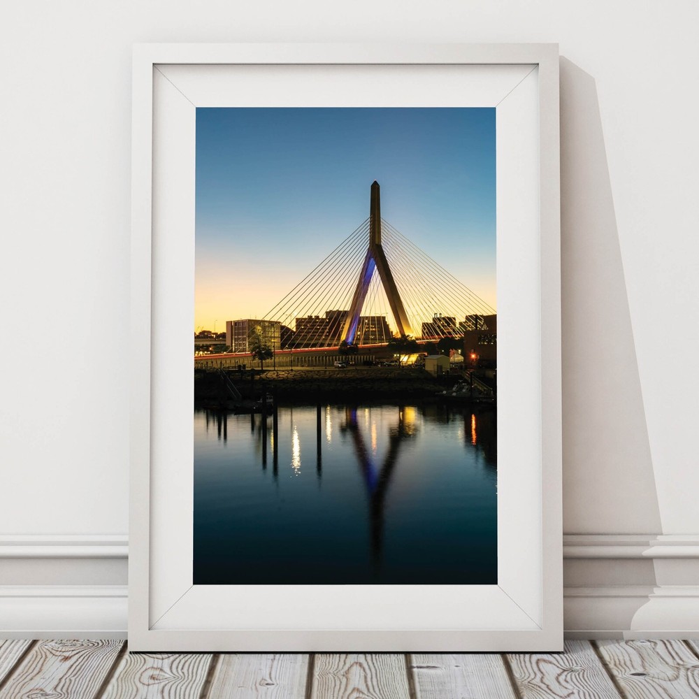 Zakim Bridge Boston Photography Sunset at Night, Downtown Boston, Charles River
