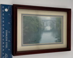 Signed Michael Wright Landscape River with Bridge Photograph