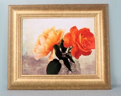 Two Roses Framed Photograph 8×10 Peach Orange Roses Textured Finish Gold Frame