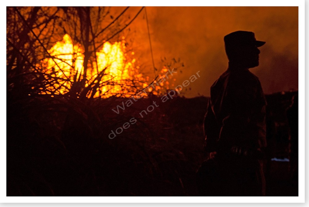 2018 Soldier Silhouetted At Lava Eruption Kīlauea Volcano Silver Halide Photo