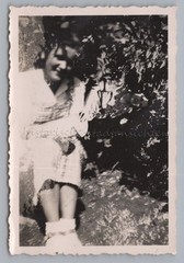 Double Exposure Young Woman & Ghost Woman in Hedge – Vintage Photo 1930s