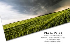 Storm Photography Print – Tornado Emerging from Rain Over Wheat Field in Kansas