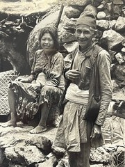 Large Original Photo Nepal Tibet Family Portrait Black & White 1970s